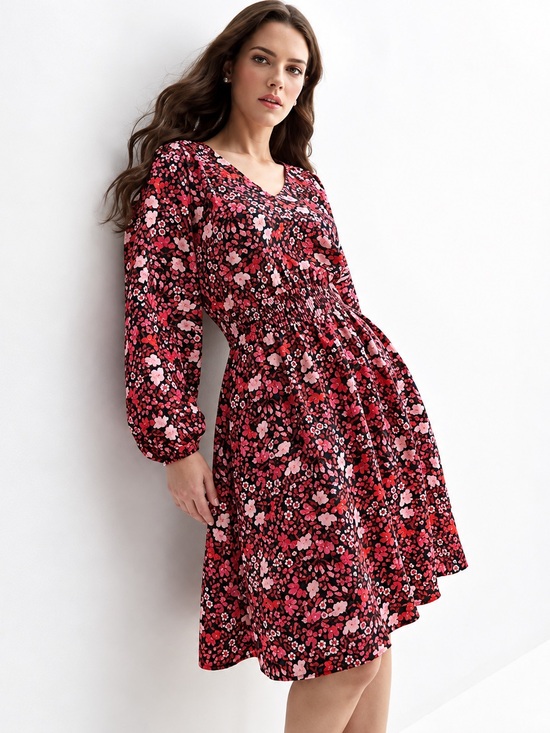 Draper James Dresses & Skirts - NWT DRAPER JAMES Floral V-Neck Long Sleeve Midi Dress - Pink/Black